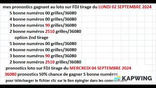 Tirage LOTO® du 04 septembre 2024  comment gagner pronostics  FDJ [upl. by Frodine40]