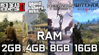 2GB vs 4GB vs 8GB vs 16GB RAM  Test in 7 Games [upl. by Adallard]