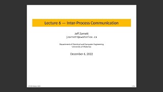 SE 350 Lecture 6 InterProcess Communication IPC [upl. by Baudelaire]