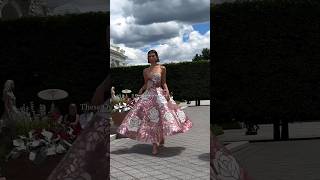 glass mosaic flower dress by Oscar de la Renta fashion fashionreview [upl. by Enelyar430]