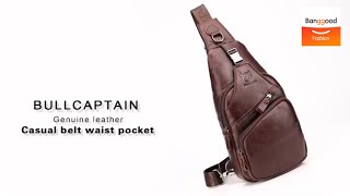 Bullcaptain Genuine Leather Retro Chest Bag丨Crossbody Bag for Men  Banggood Fashion [upl. by Biegel]