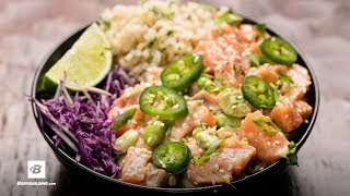 Spicy GAINZ Poke Bowl  Fuel amp Gainz by Fit Men Cook [upl. by Raynard]