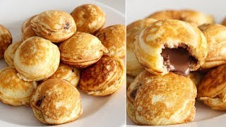 DIY Pancake Pockets WITHOUT the Pan  NutellaStuffed Pancakes  EASY Ebelskiver Recipe [upl. by Kehoe70]