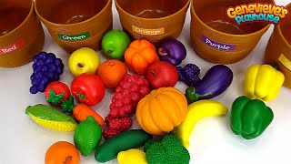 Learn Food Names with Colorful Fruits and Vegetable Toys [upl. by Akcirret]