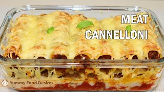 Cannelloni with minced meat  Italian meat dish with béchamel sauce and cheese  Meat cannelloni [upl. by Benjamen]