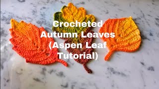 Crocheted autumn leaves Aspen leaf tutorial [upl. by Terrilyn]