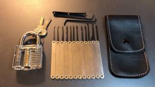 318 Banggood 12 Piece Pick Set and Transparent Padlock Review [upl. by Stefanac]