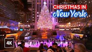 NEW YORK Christmas Night Walk 🎁 Holiday Season in Manhattan 🎄Walking Tour 4K [upl. by Sivad]