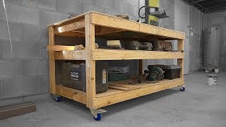 Simple DIY Mobile Workbench From 2x4s  Woodworking [upl. by Ramedlaw]