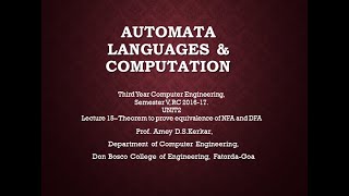 UNIT2 LECTURE 15 EQUIVALENCE OF NFA AND DFA [upl. by Ahseikram587]