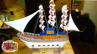 Como hacer un barco Pirata de carton  How to make a boat CUARTO DE ARTE [upl. by Marmion]