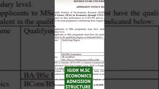 IGIDR MSC ECONOMICS ADMISSION STRUCTURE economics msc igidr msceconomics economy [upl. by Mcgregor]