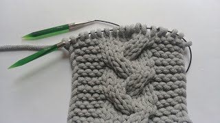 Warkocz na drutach  sznurek bawełniany Knitting braid Braid stitch [upl. by Doralin]