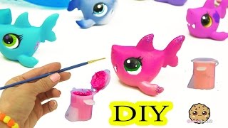 Custom Painting DIY Littlest Pet Shop Shark  LPS Do It YourSelf Cookieswirlc Craft Video [upl. by Annelg]