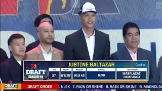 Justine Baltazar 1st Overall Pick PBA 49 Season Rookie Draft [upl. by Hausner808]