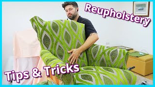 UPHOLSTERY TIPS AND TRICKS  HOW TO REUPHOLSTER A CHAIR  ARMCHAIR UPHOLSTERY  FaceliftInteriors [upl. by Elnar]