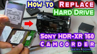 How to Replace the Hard Drive for the Sony Handycam HDRXR160  How to Swap HD Enclosure [upl. by Intruok752]