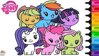 My Little Pony Cutie Mark Crew Coloring Book Pages Fluttershy Rainbow Splash Twilight Sparkle Pinkie [upl. by Baese]