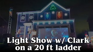 Christmas Vacation light show w Clark Griswold on 20ft ladder and Cousin Eddie mannequin [upl. by Ilarin]