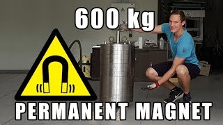 Massive 600 kg 1300 lbs Neodymium Magnet 4k [upl. by Ynattirb951]