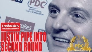 Justin Pipe after his first round win at the Ladbrokes World Darts Championship [upl. by Ydoow873]