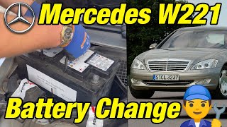 How to change the battery on a 2008 Mercedes W221 S420 CDI V8 DIESEL [upl. by Christianson]