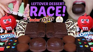 ASMR LEFTOVER DESSERT RACE CHOCOLATE COVERED MARSHMALLOWS KINDER DELICE FERRERO CAPPUCCINO 먹방 [upl. by Sirromal95]