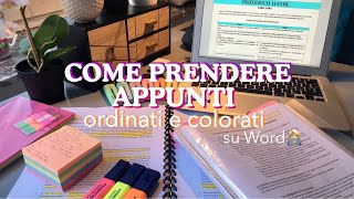 Come PRENDERE APPUNTI ordinati e colorati👩🏼‍💻 su Word  metodo efficace e veloce  STUDY TIPS [upl. by Ised]