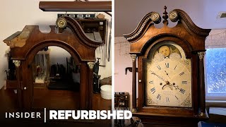 Restoring An English Grandfather Clock From The 1800s  Refurbished  Insider [upl. by Alyaj]