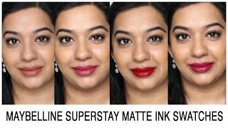 Maybelline Superstay Matte Ink Swatches on Indian Skintone  Mask proof lipstick [upl. by Raynard]