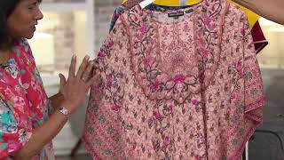 Tolani Collection Printed Woven Caftan Tunic on QVC [upl. by Arnoldo825]