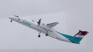 Luxair De Havilland Canada DHC8402Q LXLQA departure Berlin Tegel airport [upl. by Stig542]