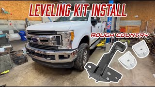 My 2017 F250 gets a Rough Country leveling kit [upl. by Itnava629]