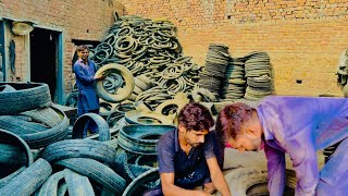 Hard Working Mechanic Retreading an Old Big Tire  Amazing Process Of Retreading Old Tractor Tires [upl. by Clough326]