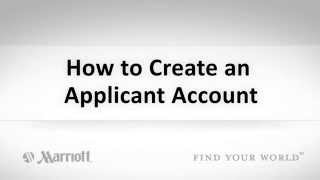 Applying to a Job at Marriott  How to Create a User Account [upl. by James]