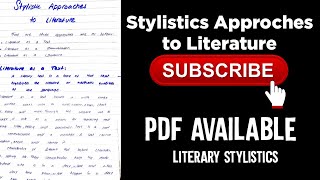 Stylistic Approaches to LiteratureLiterature as Text Discourse and Communication [upl. by Ruder]