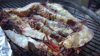 How to Crayfish Braai  BBQ or Grill  How we braai a crayfish in South Africa [upl. by Hallerson]