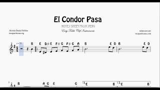 El Condor Pasa Notes Sheet Music for Flute Violin Recorder Oboe [upl. by Rinaldo515]