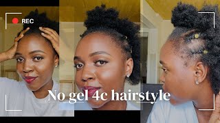 How to style short 4c natural hair without gel ✅ [upl. by Acima]