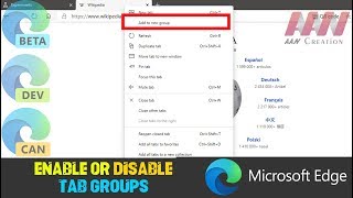 How to Enable or Disable Tab Groups in Microsoft Edge Chromium [upl. by Namrak]