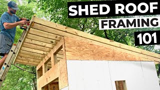 DIY Shed Roof Framing How to Build a Shed Roof Make Birdsmouth Cuts and Install Plywood Decking [upl. by Zenda]