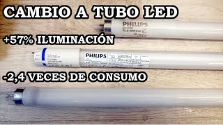 Cambiar Tubos Fluorescentes por Tubos LED Ahorro y Mejora de Iluminación 105 [upl. by Vince]