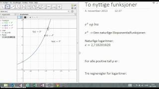 Den naturlige logaritmen og eksponentialfunksjonen [upl. by Leoni554]