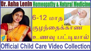 6 முதல் 12 மாத குழந்தைக்கான உணவு பட்டியால்  DrAsha Lenin kulanthai kundaga tips in tamil [upl. by Ymaj]