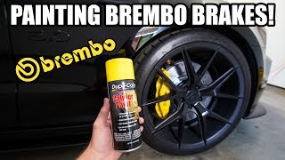 EASIEST WAY TO SPRAY PAINT BREMBO CALIPERS YELLOW [upl. by Nalla934]