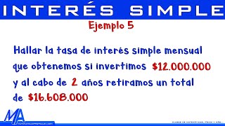 Interés simple  Ejemplo 5 [upl. by Adamik380]