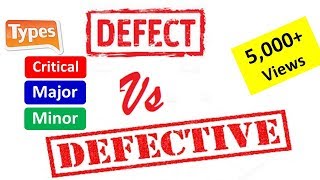 Defect  Difference between Defect Vs Defective  Types of Defect  Critical Major Minor [upl. by Salchunas]