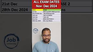 All Exam Dates NovemberDecember 2024 🔥 govtjobs ibps nicl bis uiic shorts [upl. by Oiretule894]