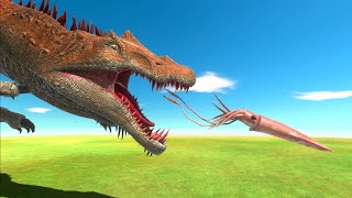 Baby Colossal Squid VS Giant Carnivorous Dinosaurs  Animal Revolt Battle Simulator [upl. by Ennaecarg]