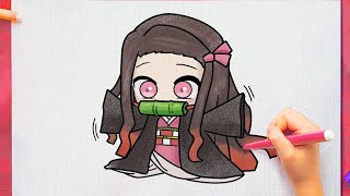 How to draw NEZUKO easy step by step DEMON SLAYER [upl. by Salamanca]